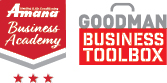 Goodman Business Toolbox and Amana Brand Business Academy logos