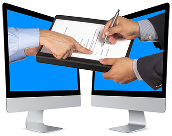 In a virtual sales setting, tech allows customers to virtually sign agreements.