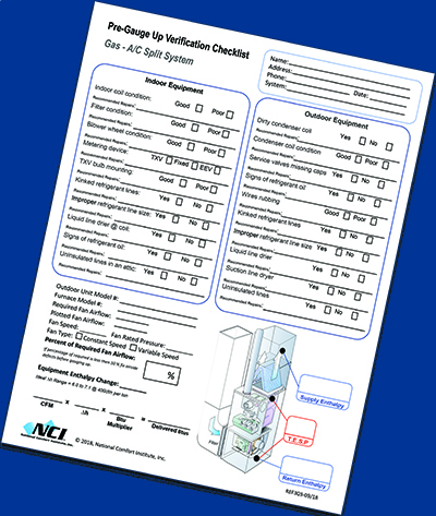 Use this checklist before you begin the refrigerant charging process