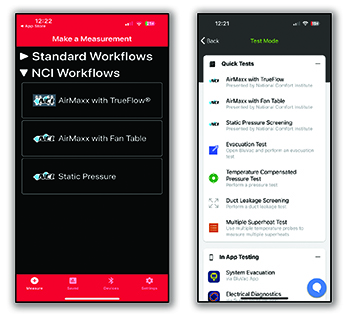 Proving Air Upgrades using NCI AirMaxx™ Workflows in the mQ® (left) and TrueFlow® (right) apps.