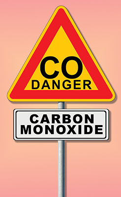 CO monitors can help protect you and your customers. Picture shows CO warning sign.