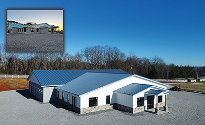 Photo and inset depict NCI's new headquarters building project